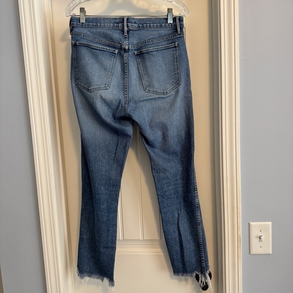 3x1 NYC 28 Straight Leg Medium Wash Raw Hem JEANS Ankle Classic Mom Y2K - Picture 3 of 8